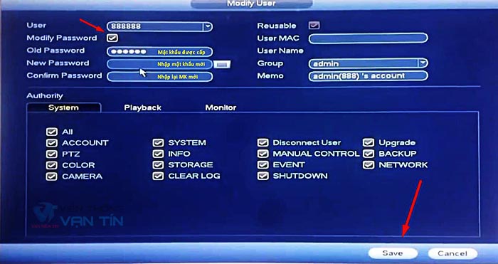 Đổi Mật Khẩu Đầu Ghi KBvision Trên Tivi Bước 6
