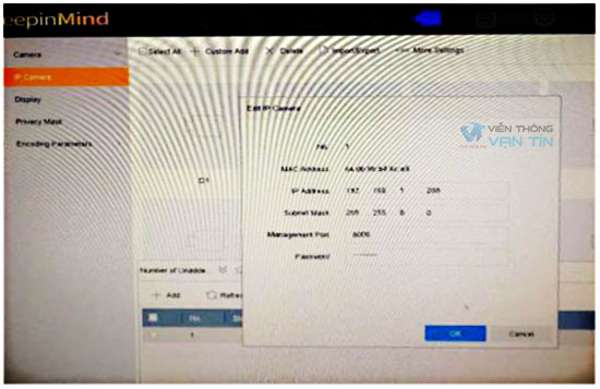 Đặt địa chỉ IP cho camera và NVR