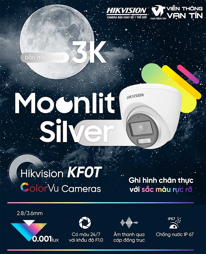 Hikvision ra mắt camera có màu ban đêm 3K dòng Moonlit Siver