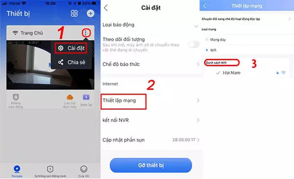 Các bước cài lại wifi cho camera Yoosee