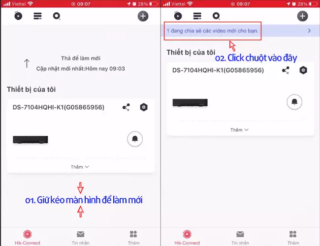 làm mới giao diện màn hình chia sẻ camera hikvision