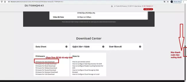 Chọn firmware để tải về máy