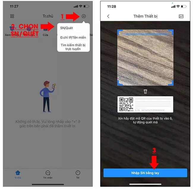 Thêm thiết bị camera vào ứng dụng