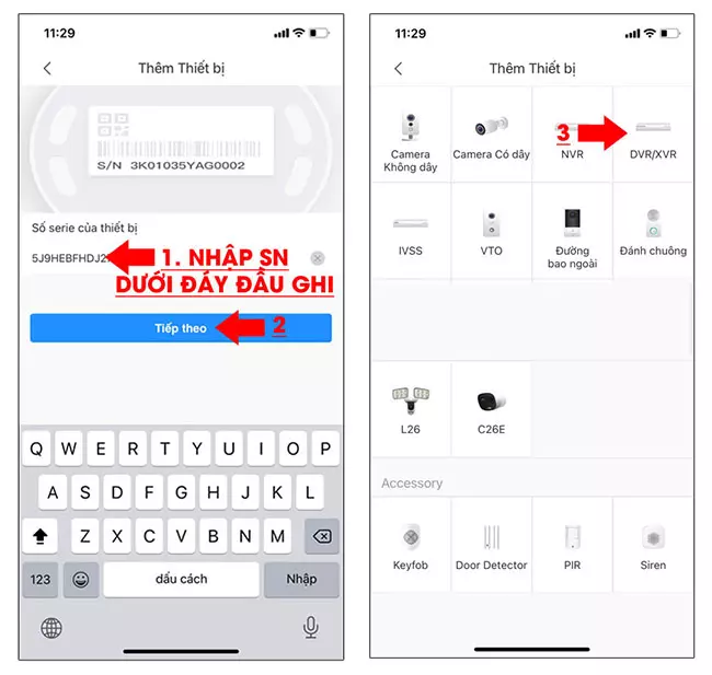 Nhập thông tin Số serie của thiết bị vào