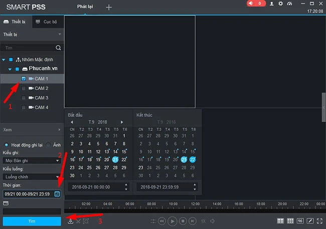 Tìm để xem lại hình ảnh, video được camera ghi lại theo thời gian bạn đã chọn