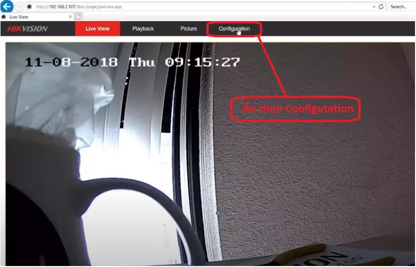 Bạn vào mục Configuration để cấu hình camera