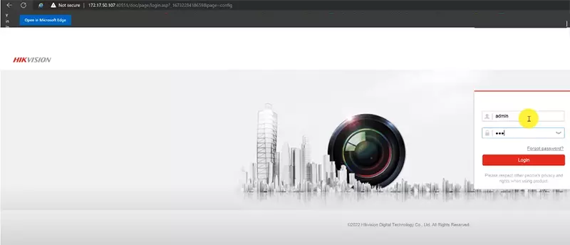 Đăng nhập trực tiếp vào trong thiết bị đầu ghi hình Hikvision trên trình duyệt WEB