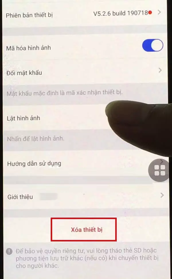 Xóa thiết bị nhằm Reset camera Ezviz lại trạng thái ban đầu
