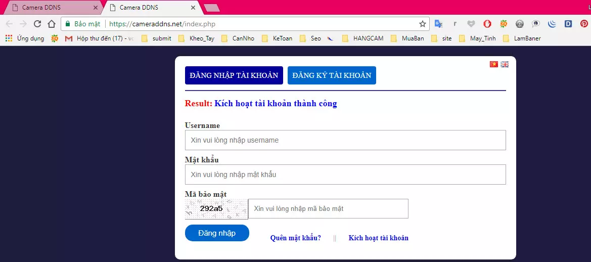 Sau khi xác nhận kích hoạt thành công