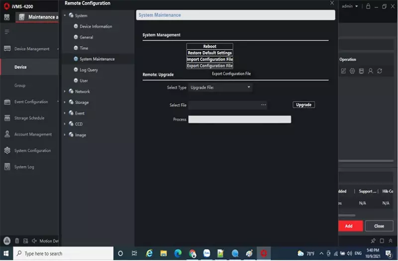 Chọn “Export configuration File” xuất 1 file có đuôi ” .Bin “