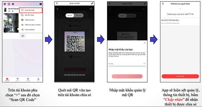 Quét mã QrCode trên tài khoản được chia sẻ