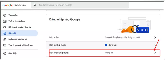 chọn Ứng dụng và Thiết bị bạn muốn tạo mật khẩu ứng dụng