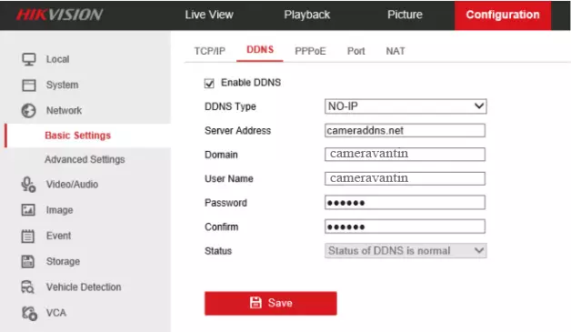 Trên màn hình hiển thị Status of DDNS is normal là đạt yêu cầu