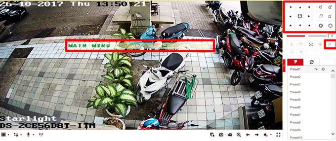 Dùng nút điều hướng để chọn mục MAIN MENU