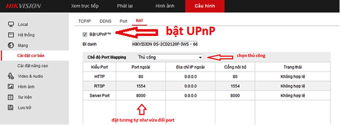 Thay đổi các port camera hikvision