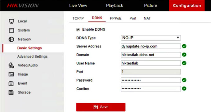 Các thiết lập DDNS có thể thấy trong Network ⇉ Basic Settings ⇉ DDNS