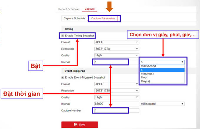 Chụp theo sự kiện (cần cấu hình trong mục sự kiện)