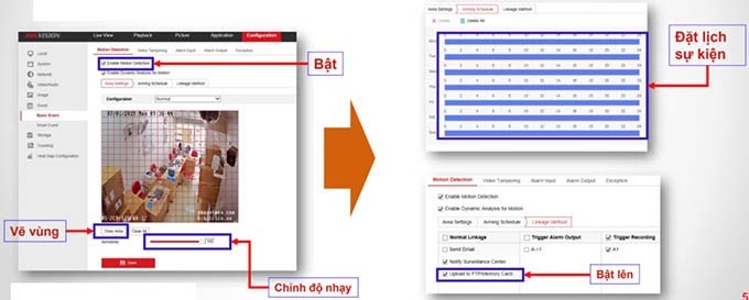 Cài đặt sự kiện chụp hình