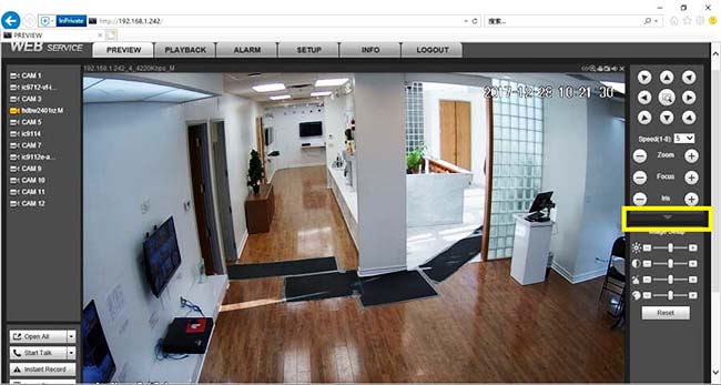 Giao diện chính của camera Dahua trên trình duyệt IE
