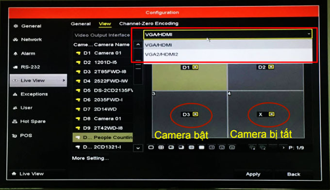 Gắn camera vào màn hình chính và phụ