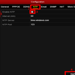 Tại mục Network, tab NTP, bạn tích vào ô bên phải dòng Enable NTP rồi ấn Apply