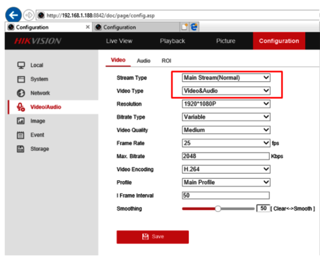 Chỉnh Main Stream Luồng dữ liệu kiểu Video & Audio