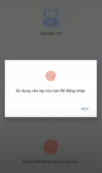 Tiến hành đăng nhập phần mềm camera Ezviz bằng dấu vân tay hoặc mật khẩu