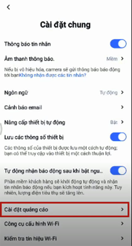 Vào Cài đặt quảng cáo