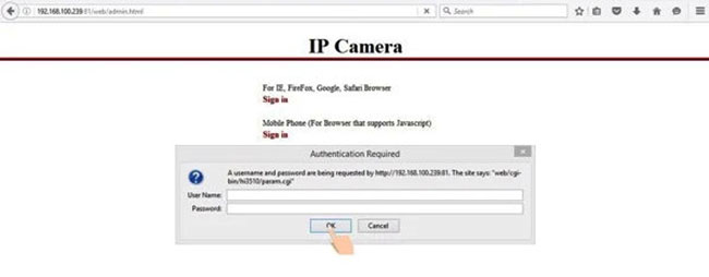 Đăng nhập vào camera bằng user/pass mặc định : admin/admin